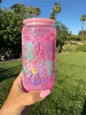 Summer vibes coquette snow globe tumbler 16oz
